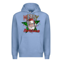Colony Blue festive santa claus greeting Premium Hoodie - CowhideDigitalArt
