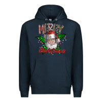 Navy festive santa claus greeting Premium Hoodie - CowhideDigitalArt