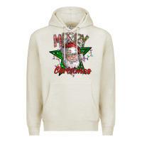 Oatmeal Heather festive santa claus greeting Premium Hoodie - CowhideDigitalArt