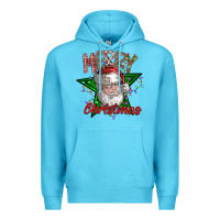 Ocean Blue festive santa claus greeting Premium Hoodie - CowhideDigitalArt