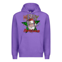 Purple festive santa claus greeting Premium Hoodie - CowhideDigitalArt