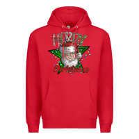 Red festive santa claus greeting Premium Hoodie - CowhideDigitalArt
