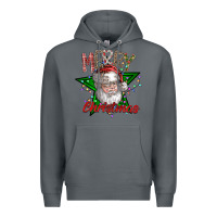 Rock festive santa claus greeting Premium Hoodie - CowhideDigitalArt