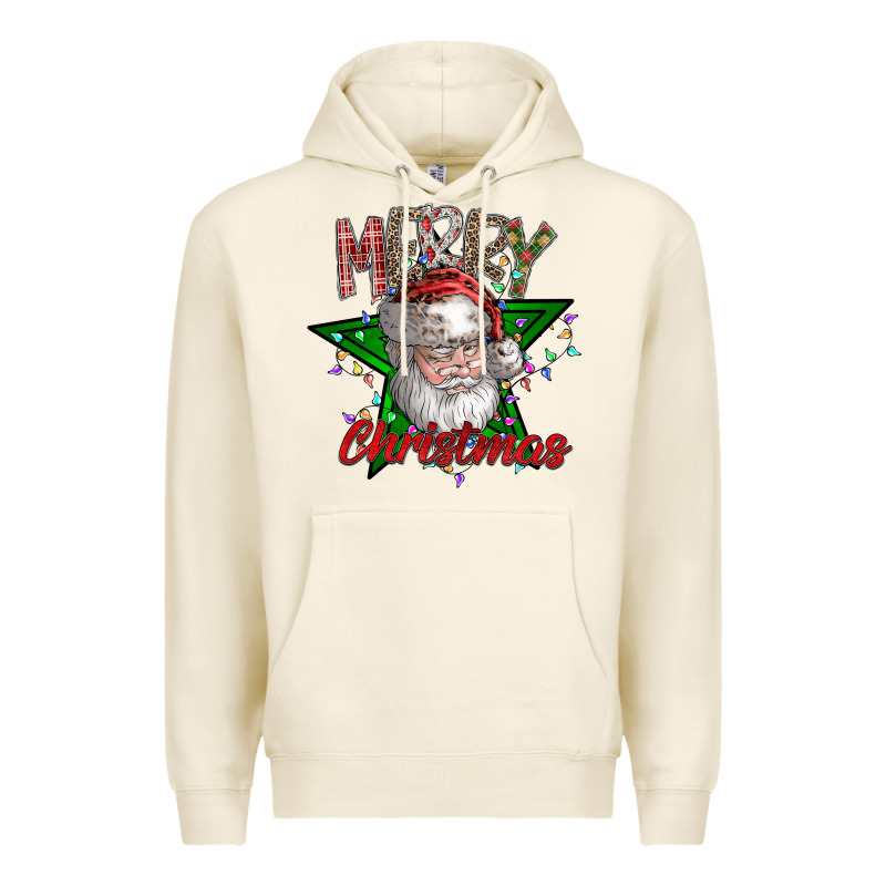 Festive Santa Claus Greeting Premium Hoodie by CowhideDigitalArt | Teevron
