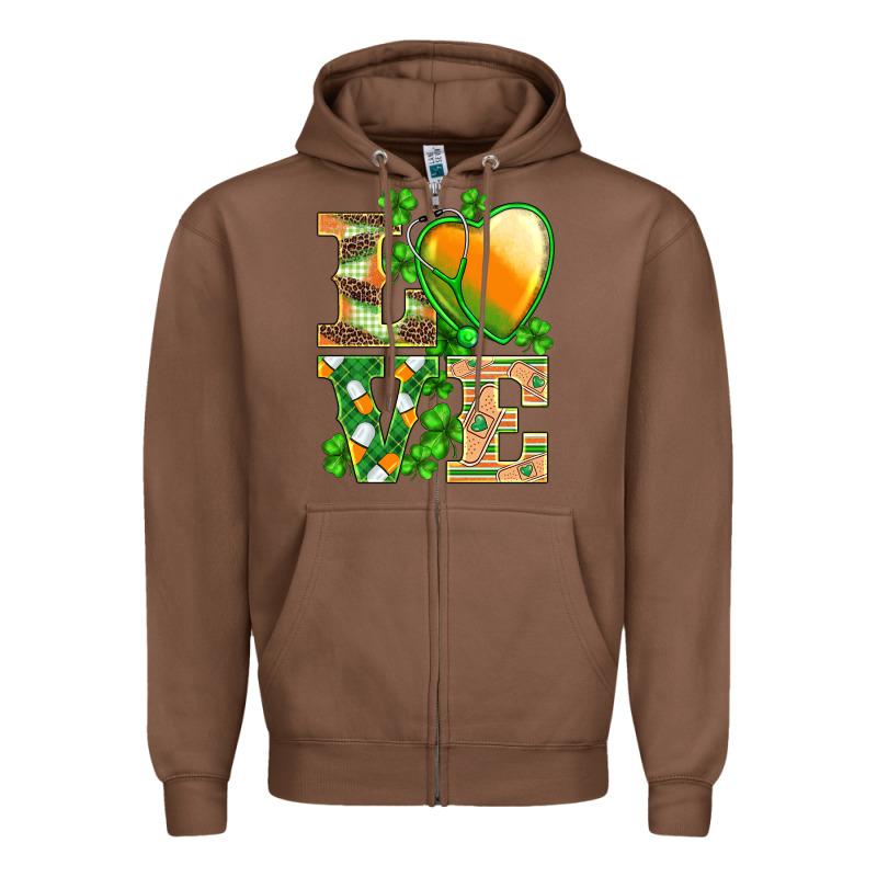 St.patricks Nurse Love Heart Stethoscope Zipper Hoodie by BarkalooDesign | Teevron