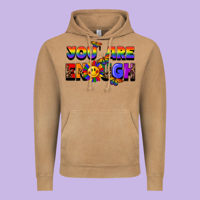You Are Enough Vintage Hoodie Designed By Fadigitalartstudio