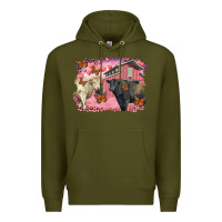 Army Green Valentine's day barn and black angus with charolais Premium Hoodie - RanaPortraitStore