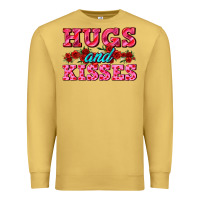 Antique Gold hugs and kisses valentines Premium Sweatshirt - AdoDesignShop