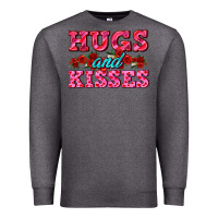 Charcoal Heather hugs and kisses valentines Premium Sweatshirt - AdoDesignShop