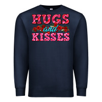 Navy hugs and kisses valentines Premium Sweatshirt - AdoDesignShop