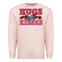 Pale Pink hugs and kisses valentines Premium Sweatshirt - AdoDesignShop