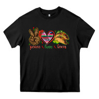 Black Peace love tacos Heavy Core Tee - NancyCooperArtShop