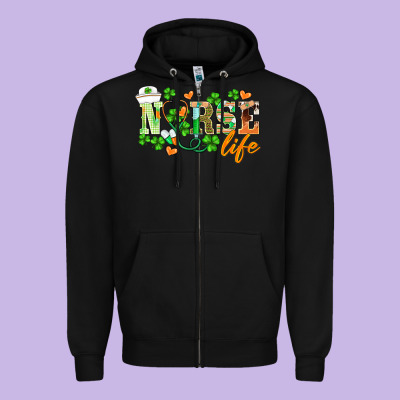 St.patricks Nurse Life Zipper Hoodie Designed By Barkaloodesign