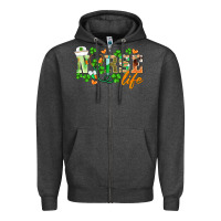 Charcoal Heather st.patricks nurse life Zipper Hoodie - BarkalooDesign