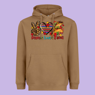 Peace Love Tacos Heavyweight Hoodie Designed By Adodesignshop
