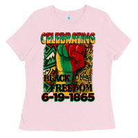 Bubblegum Pink celebrating black freedom 6 19 1865 juneteenth Ladies Tee - CowGirlArtShop