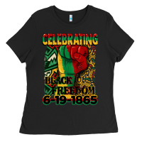 Black celebrating black freedom 6 19 1865 juneteenth Ladies Tee - CowGirlArtShop