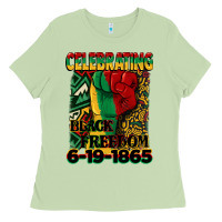 Matcha celebrating black freedom 6 19 1865 juneteenth Ladies Tee - CowGirlArtShop