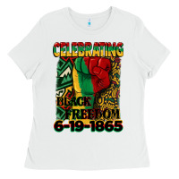 White celebrating black freedom 6 19 1865 juneteenth Ladies Tee - CowGirlArtShop