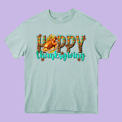 Happy Thanksgiving With Turkey Heavy Core Tee Designed By Texasbilliewilder