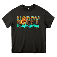 Asphalt Happy Thanksgiving with Turkey Heavy Core Tee - texasbilliewilder