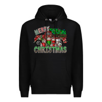 Black merry christmas  truck Premium Hoodie - CowhideDigitalArt
