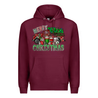 Burgundy merry christmas  truck Premium Hoodie - CowhideDigitalArt