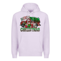 Lilac merry christmas  truck Premium Hoodie - CowhideDigitalArt