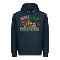 Navy merry christmas  truck Premium Hoodie - CowhideDigitalArt