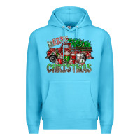 Ocean Blue merry christmas  truck Premium Hoodie - CowhideDigitalArt