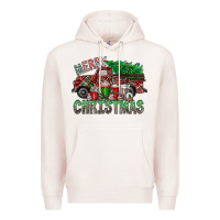 Pale Pink merry christmas  truck Premium Hoodie - CowhideDigitalArt
