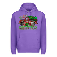 Purple merry christmas  truck Premium Hoodie - CowhideDigitalArt