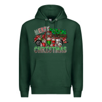 Sports Green merry christmas  truck Premium Hoodie - CowhideDigitalArt