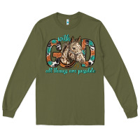 Army Green with god all things are possible with horse bbs Long Sleeve Tee - BundleAndBundleShop