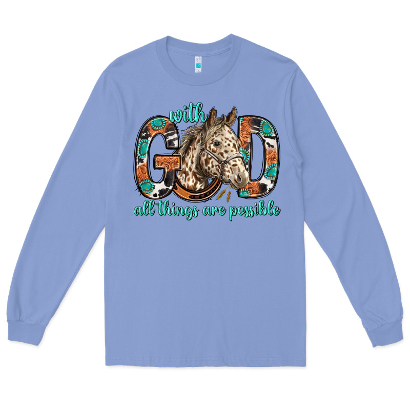 With God All Things Are Possible With Horse Bbs Long Sleeve Tee by BundleAndBundleShop | Teevron