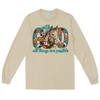 Mushroom with god all things are possible with horse bbs Long Sleeve Tee - BundleAndBundleShop