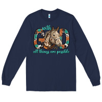 Navy with god all things are possible with horse bbs Long Sleeve Tee - BundleAndBundleShop