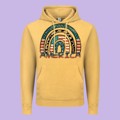 America Rainbow Vintage Hoodie Designed By Fadigitalartstudio