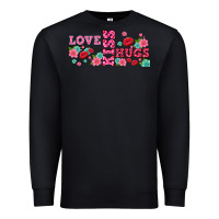 Black floral love and kiss Premium Sweatshirt - AdoDesignShop