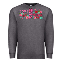 Charcoal Heather floral love and kiss Premium Sweatshirt - AdoDesignShop