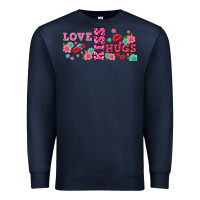 Navy floral love and kiss Premium Sweatshirt - AdoDesignShop