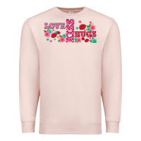 Pale Pink floral love and kiss Premium Sweatshirt - AdoDesignShop
