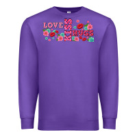 Purple floral love and kiss Premium Sweatshirt - AdoDesignShop
