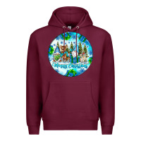 Burgundy merry christmas Premium Hoodie - CowhideDigitalArt