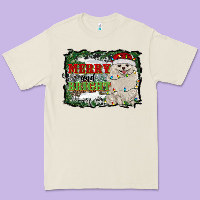 Merry And Bright Pomeranian Premium Tee Designed By Ranaportraitstore