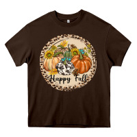 Chocolate Brown Happy Fall Heavy Core Tee - texasbilliewilder