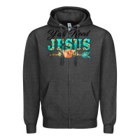 Charcoal Heather y'all need jesus arrow lily flowers Zipper Hoodie - BarkalooDesign