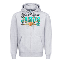 Heather Grey y'all need jesus arrow lily flowers Zipper Hoodie - BarkalooDesign