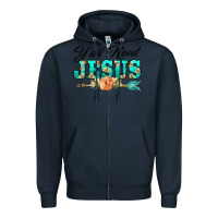 Navy y'all need jesus arrow lily flowers Zipper Hoodie - BarkalooDesign