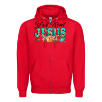 Red y'all need jesus arrow lily flowers Zipper Hoodie - BarkalooDesign